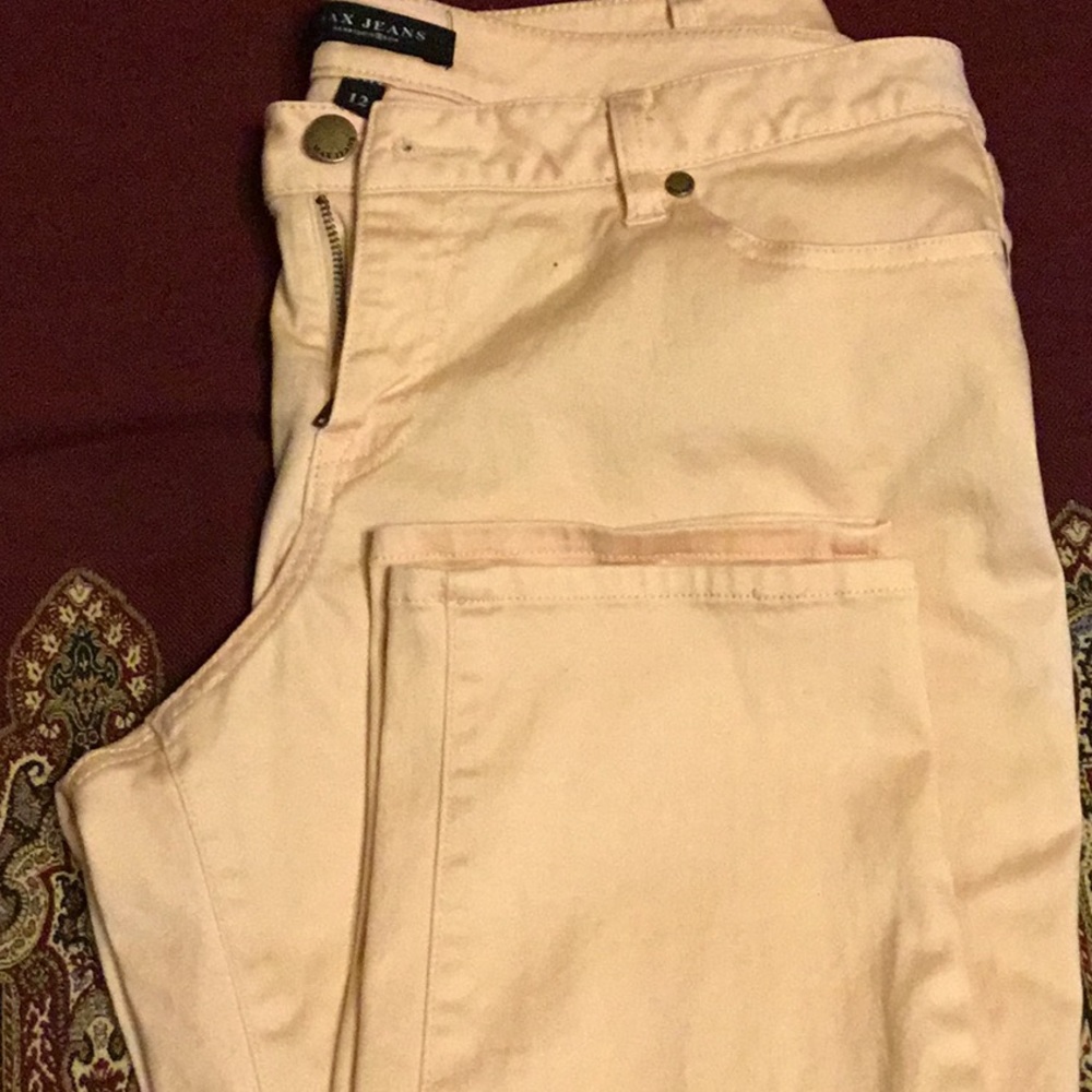 Max jeans size 12 peach color 5 pockets pants .